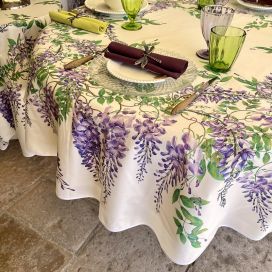 Round tablecloth in cotton "Glycines"