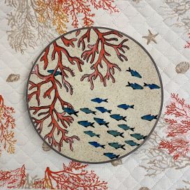 Ceramic and cork trivet "Coral"