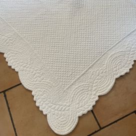 Square table mat, Boutis fashion "Morphée" white