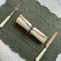 Rectangular table mats, Boutis fashion green color "Morphée"