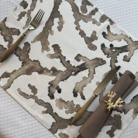 Cotton placemat "Estran" white and brown