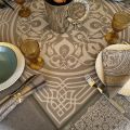 Square Jacquard polyester tablecloth "Chamaret" bronze  from "Sud Etoffe"