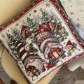 jacquard cushion cover "Lutins" red and green Tissus Tosseli