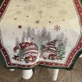 Jacquard table runner "Lutins" red and green byTissus Tosseli