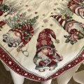 Jacquard tablecloth "Lutins" green and red, Tissus Toselli