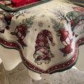 Jacquard tablecloth "Lutins" green and red, Tissus Toselli