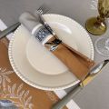 Jacquard table napkins "Olivia" beige and ocre by Tissus Toselli