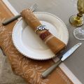 Jacquard table napkins "Olivia" beige and ocre by Tissus Toselli