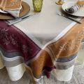 Nappe rectangulaire Jacquard "Olivia" beige et ocre Tissus Toselli