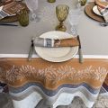 Rectangular Jacquard tablecloth "Olivia" beige and ocre by Tissus Toselli