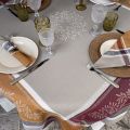 Rectangular Jacquard tablecloth "Olivia" beige and ocre by Tissus Toselli