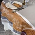 Rectangular Jacquard tablecloth "Olivia" beige and ocre by Tissus Toselli