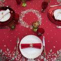 Jacquard tablecloth "Perceneige" red, Tissus Toselli