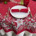 Jacquard tablecloth "Perceneige" red, Tissus Toselli