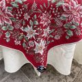 Jacquard tablecloth "Perceneige" red, Tissus Toselli