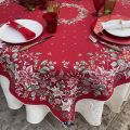 Jacquard tablecloth "Perceneige" red, Tissus Toselli