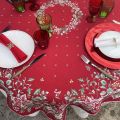 Jacquard tablecloth "Perceneige" red, Tissus Toselli