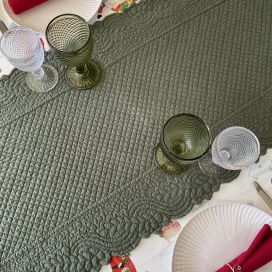 Table runner, Boutis fashion "Morphée" green