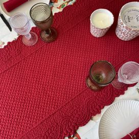 Table runner, Boutis fashion "Morphée" red