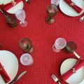 Square table mat, Boutis fashion "Morphée" red