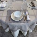 Nappe rectangulaire Sud Etoffe Jacquard polyester "Indira" taupe