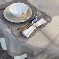 Rectangular Jacquard polyester tablecloth "Indira" taupe  from "Sud Etoffe"