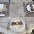 Rectangular Jacquard polyester tablecloth "Indira" taupe  from "Sud Etoffe"