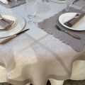 Nappe rectangulaire Sud Etoffe Jacquard polyester "Indira" taupe