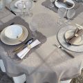 Rectangular Jacquard polyester tablecloth "Indira" taupe  from "Sud Etoffe"