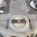 Square Jacquard polyester tablecloth "Indira" taupe  from "Sud Etoffe"