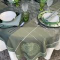 Nappe rectangulaire Sud Etoffe Jacquard polyester "Réveillon" vert et argent