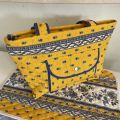 Quilted coton shopping bag "Avignon" yellow and blue