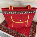 Quilted coton shopping bag "Avignon" red and yellow