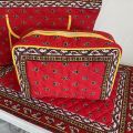 Quilted coton toiletry bag "Avignon" red and yellow