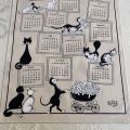 Cotton kitchen towel "Calendrier des chats 2025" Dubout