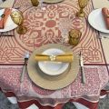 Rectangular Jacquard polyester tablecloth "Chamaret" red and beige  from "Sud Etoffe"