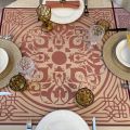 Rectangular Jacquard polyester tablecloth "Chamaret" red and beige  from "Sud Etoffe"