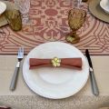 Rectangular Jacquard polyester tablecloth "Chamaret" red and beige  from "Sud Etoffe"