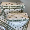 Quilted coton toiletry bag "Bastide" ecru and green