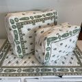 Quilted coton toiletry bag "Bastide" ecru and green