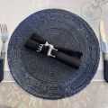 Dark blue pearls round placemat