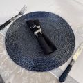 Set de table rond rond en perles bleu nuit