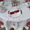 Round christmas tablecloth in cotton "Cervin" red and grey