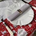 Round christmas tablecloth in cotton "Cervin" red and grey