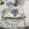 TISSUS TOSELLI, Round coated cotton tablecloth "Bouquet de Lavandes" Off-White