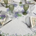TISSUS TOSELLI, Round coated cotton tablecloth "Bouquet de Lavandes" Off-White