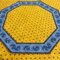 Octogonal quilted cotton table cover "Tradition" yellow and blue