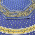 Tapis de table octogonal en coton matelassé "Bastide" bleu et jaune