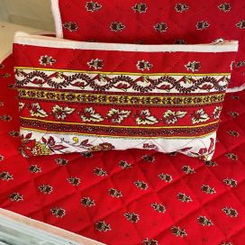 Quilted coton cosmetics pouch "Avignon" red and yellow