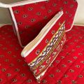 Quilted coton cosmetics pouch "Avignon" red and yellow